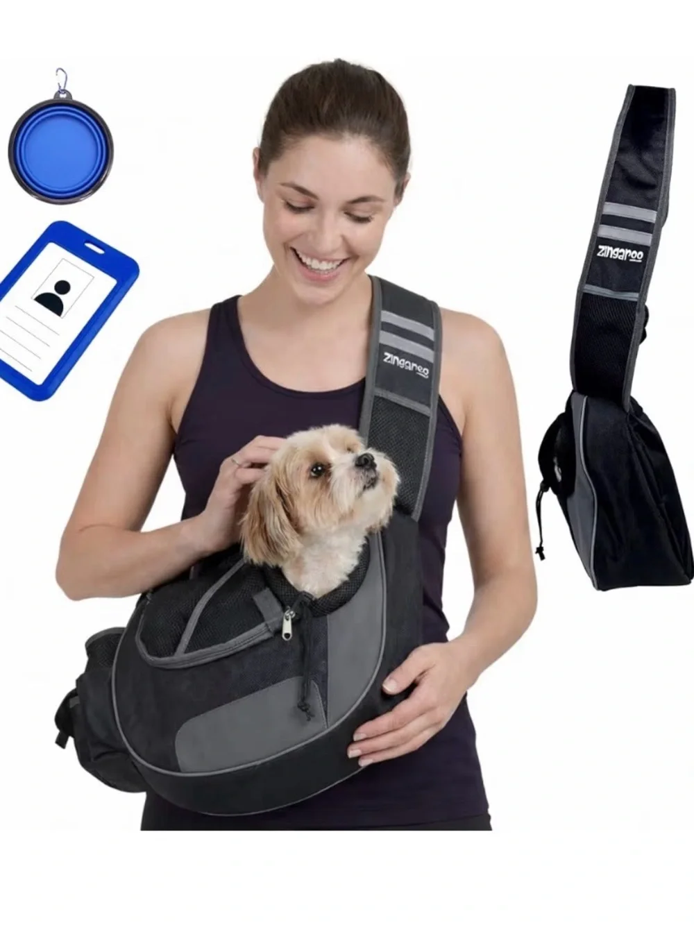 kangaROOS Pet Sling Carrier for medium size Dogs up to 15 lbs